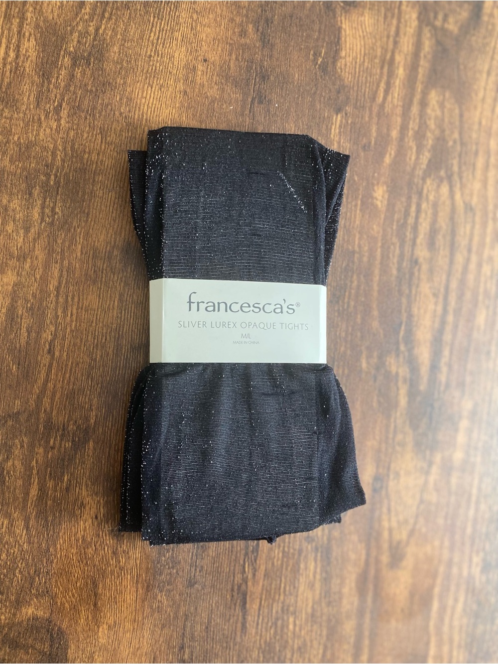 Francesca's Black Glitter Lurex Opaque Tights
